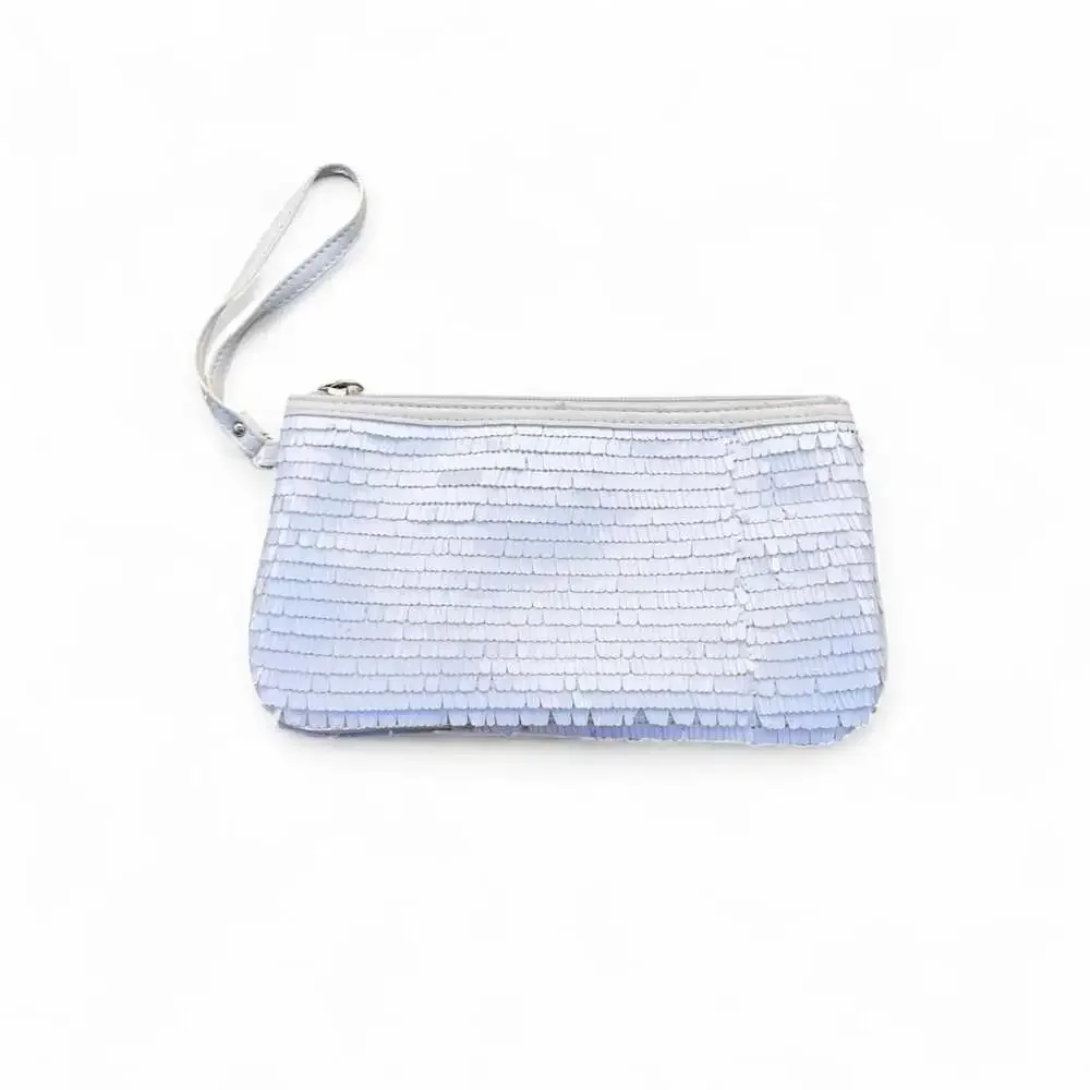 Sharif Designed in New York Y2K White Sequin Wristlet Clutch